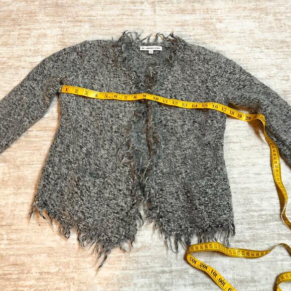 The Cashmere Project Heathered Gray Open Front Long Sleeve Cardigan Fringe Fall - Picture 3 of 10